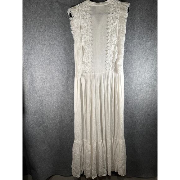 Anthro Love Binetti Dress Women XS Sleeveless Embroidered Peasant Boho Fringe - Picture 6 of 7